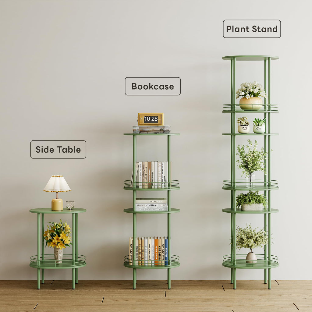 Oval Side Table with Storage, 2-Tier Green End Table C165