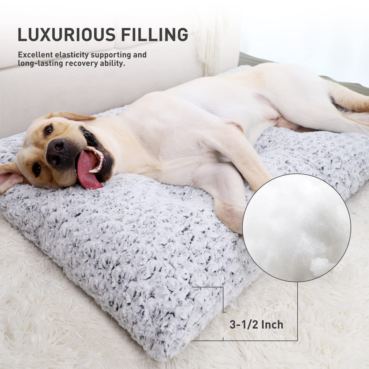 Washable Plush Dog Bed Medium 35"x23" Gray S122958