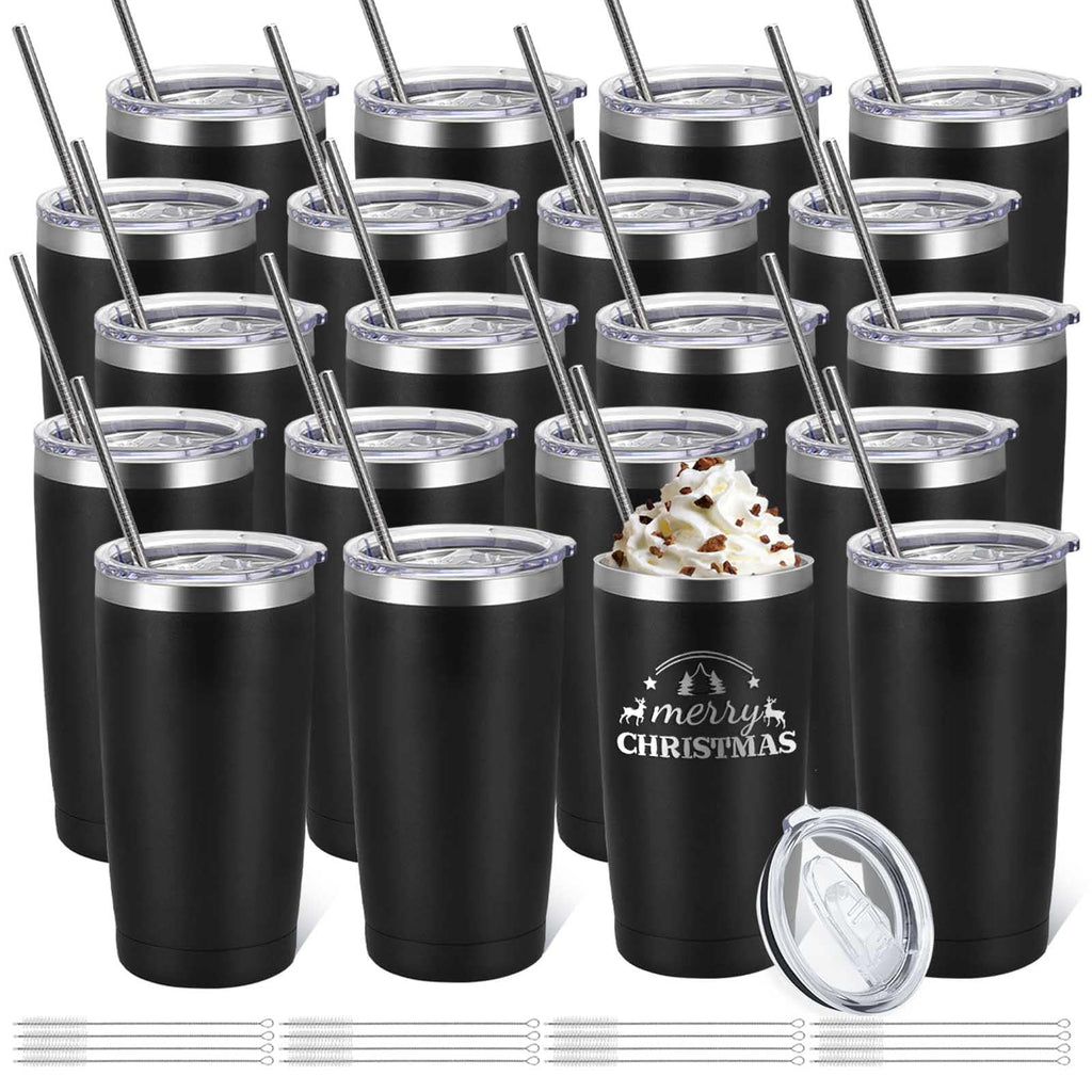 20 Pack Stainless Steel Insulated Tumbler with Straws T10508