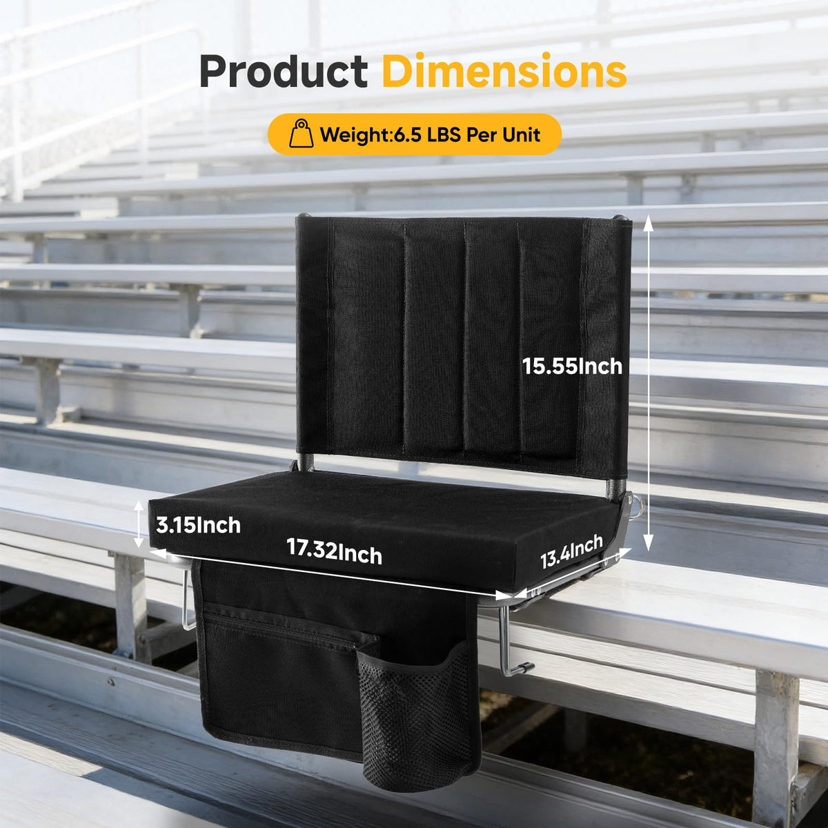 Stadium Seats with Back Support 2 Pack, Black Z505069