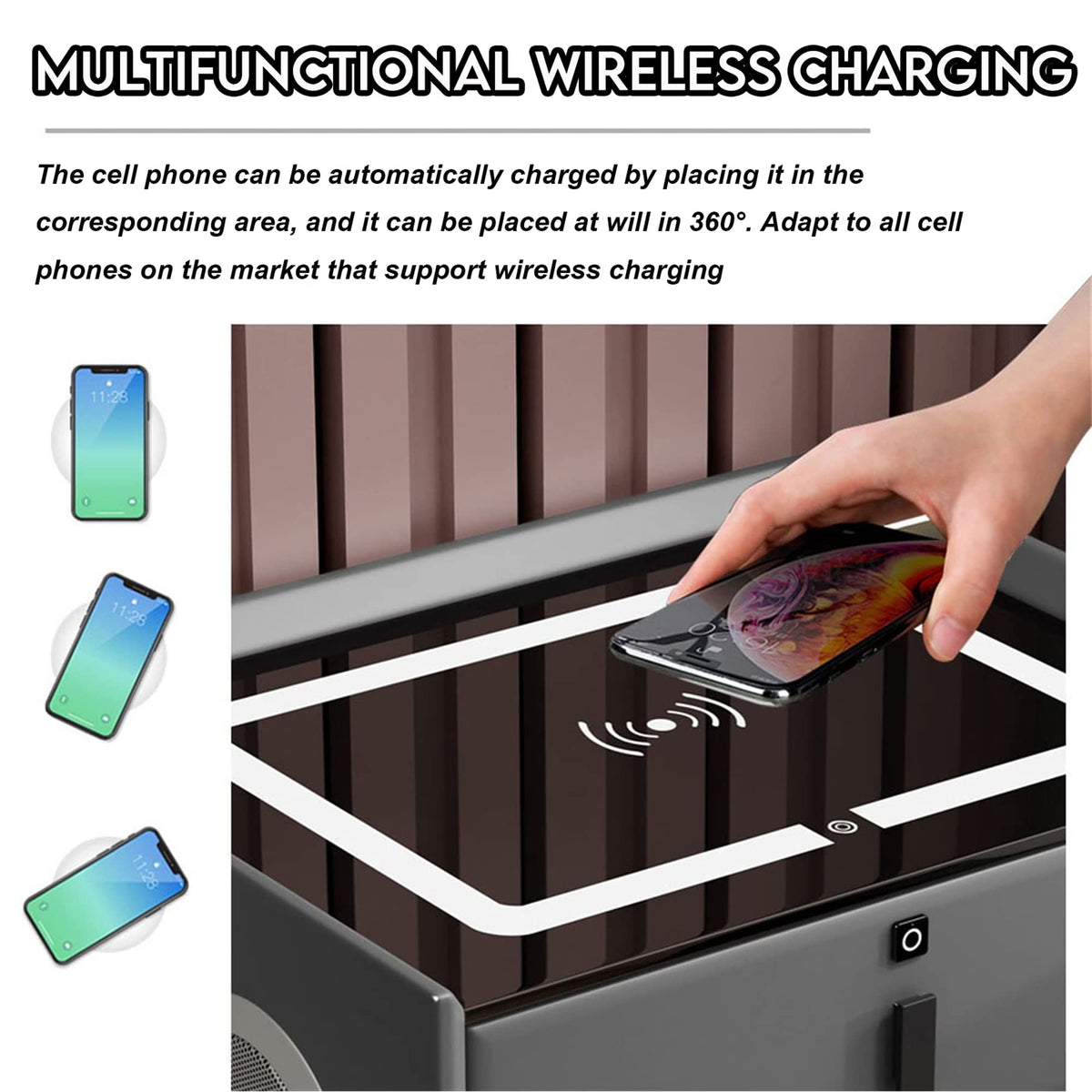 3-Color LED Nightstand with Wireless Charging Station and USB B45052