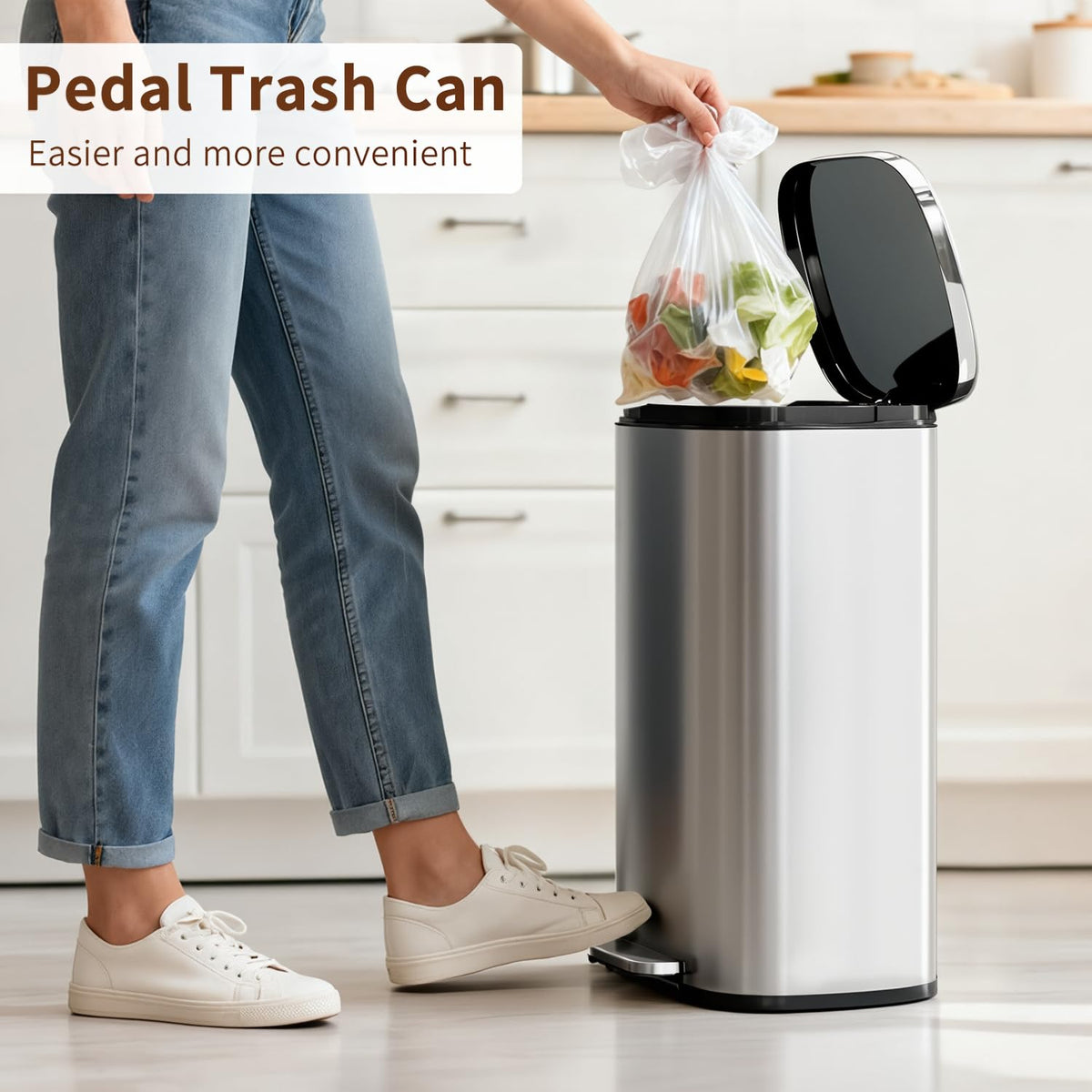 13G Steel Trash Can with Lid L72572