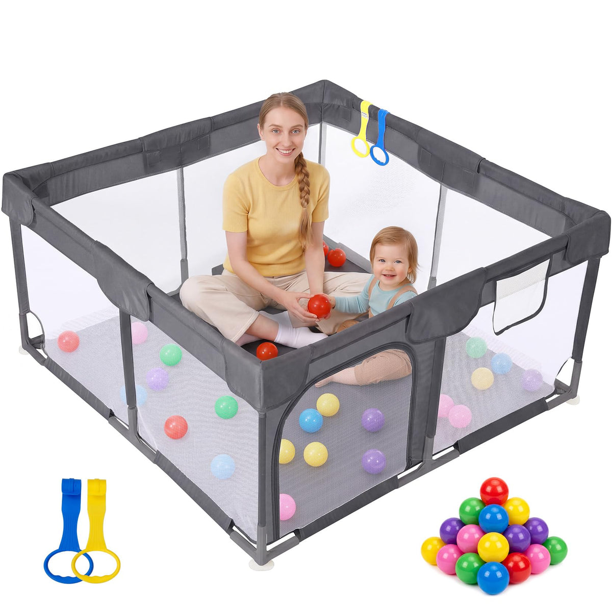 Dark Gray Baby Playpen E500