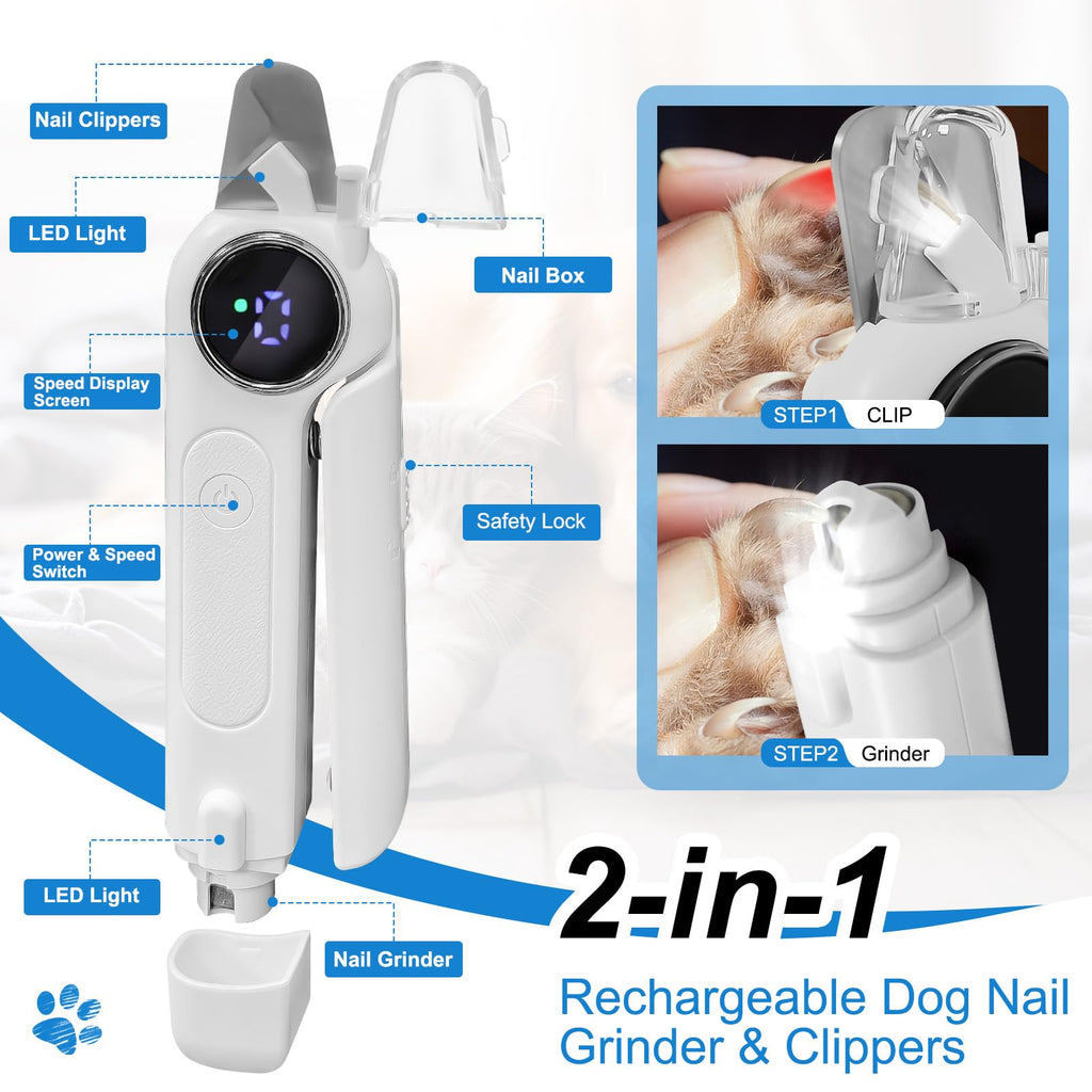2-in-1 Dog Nail Clippers & Grinder with LED Light S3487