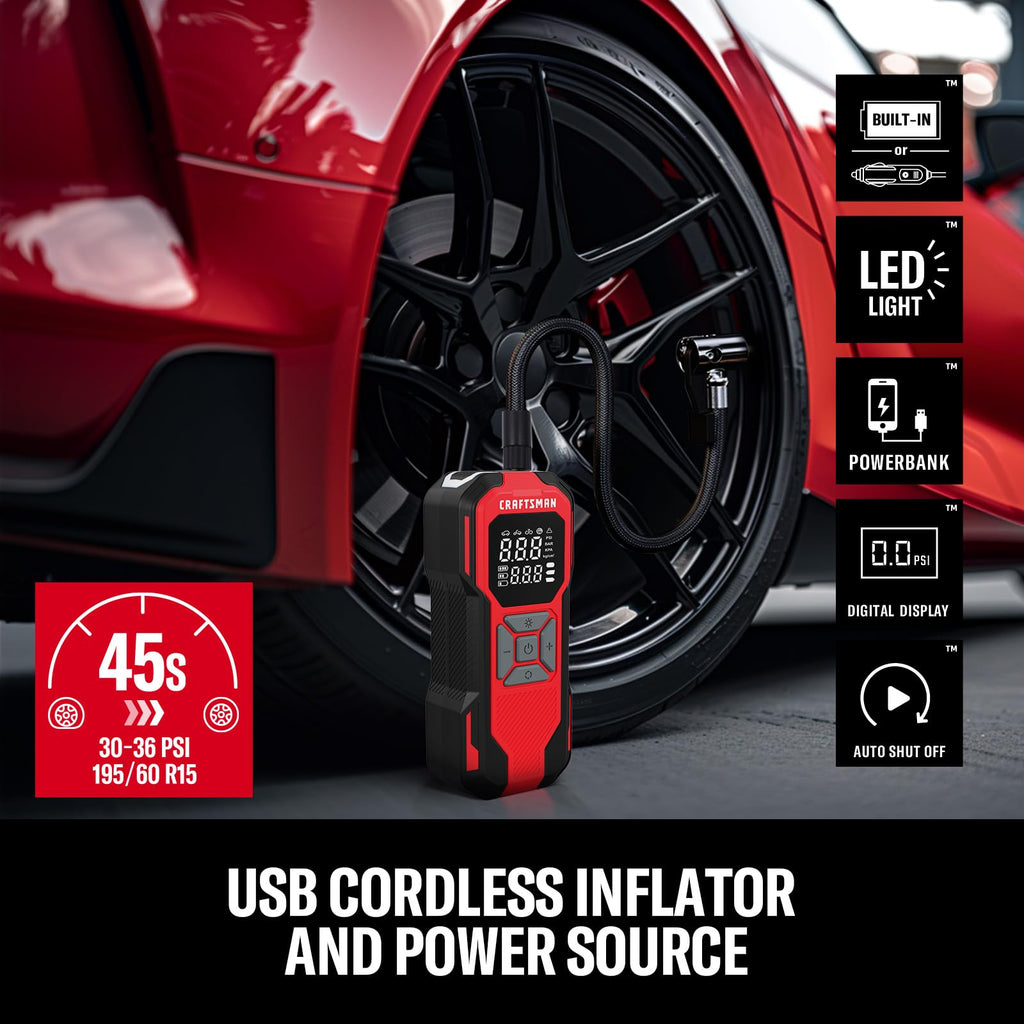 Cordless Portable Air Compressor with Digital Tire Pressure Gauge F8639