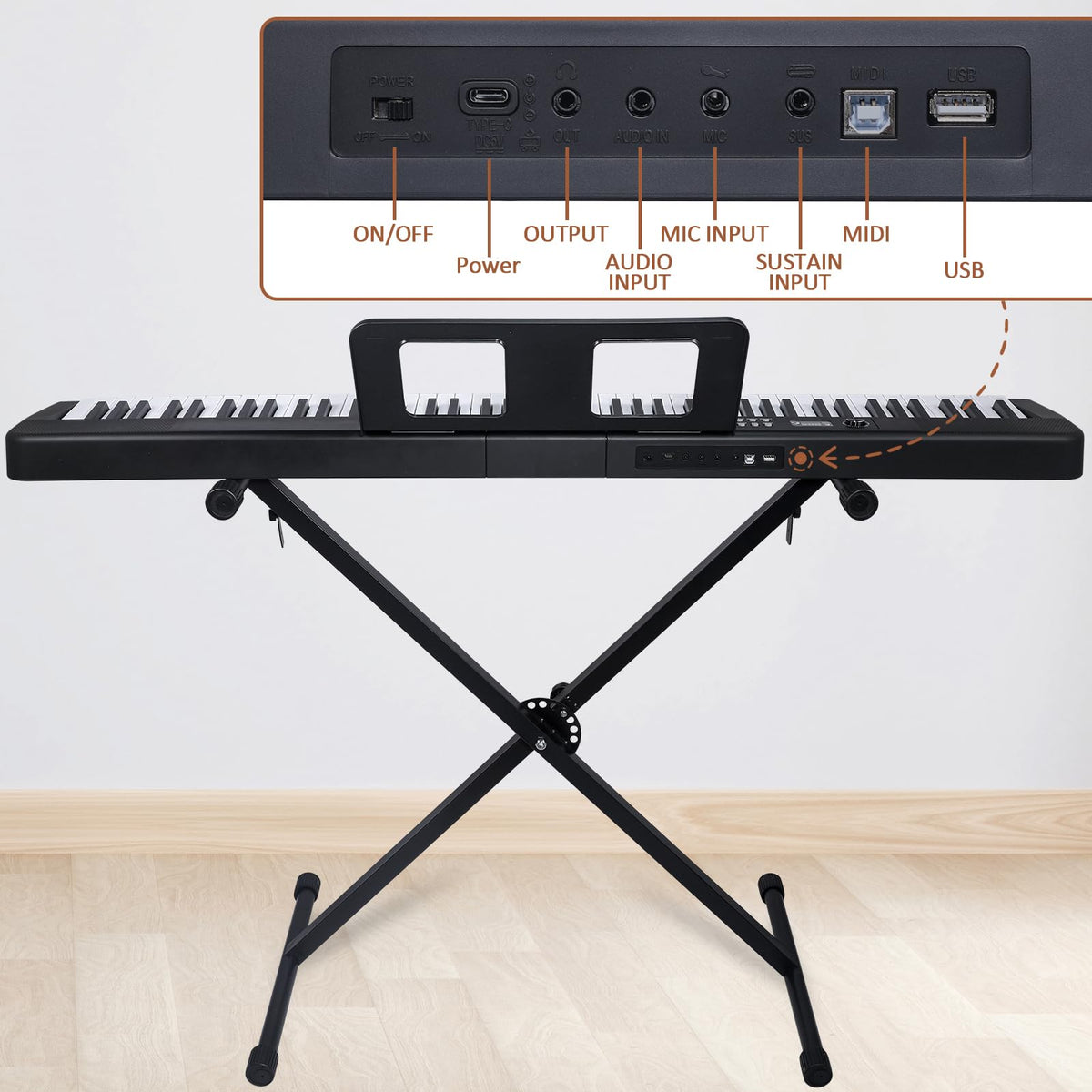 88 Key Electric Digital Piano with Semi Weighted Keys E7082