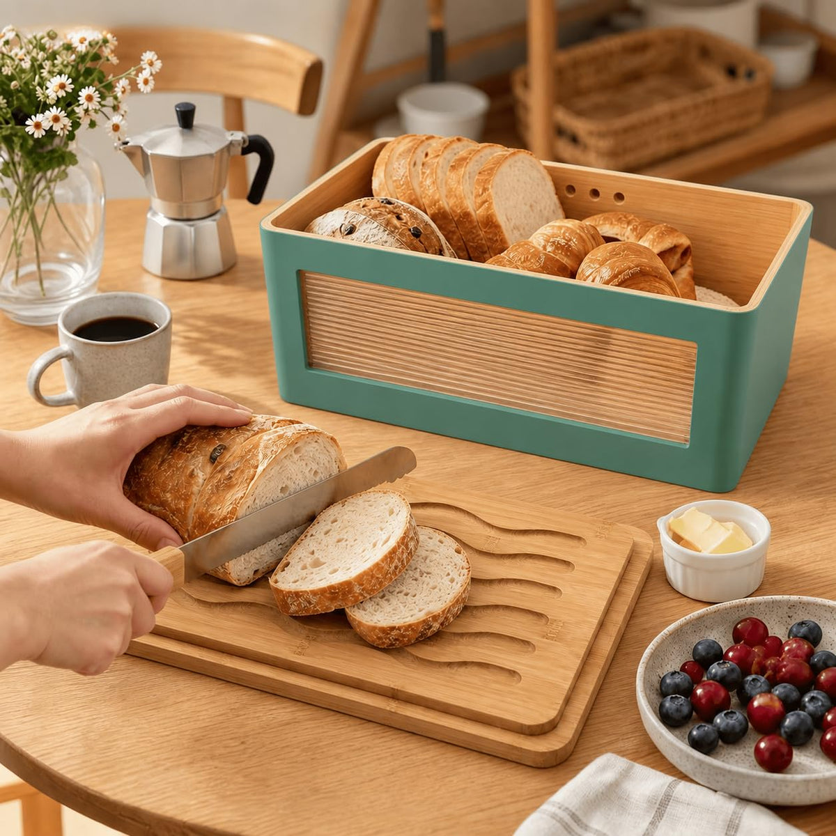 Wooden Bread Box with Cutting Board E46474