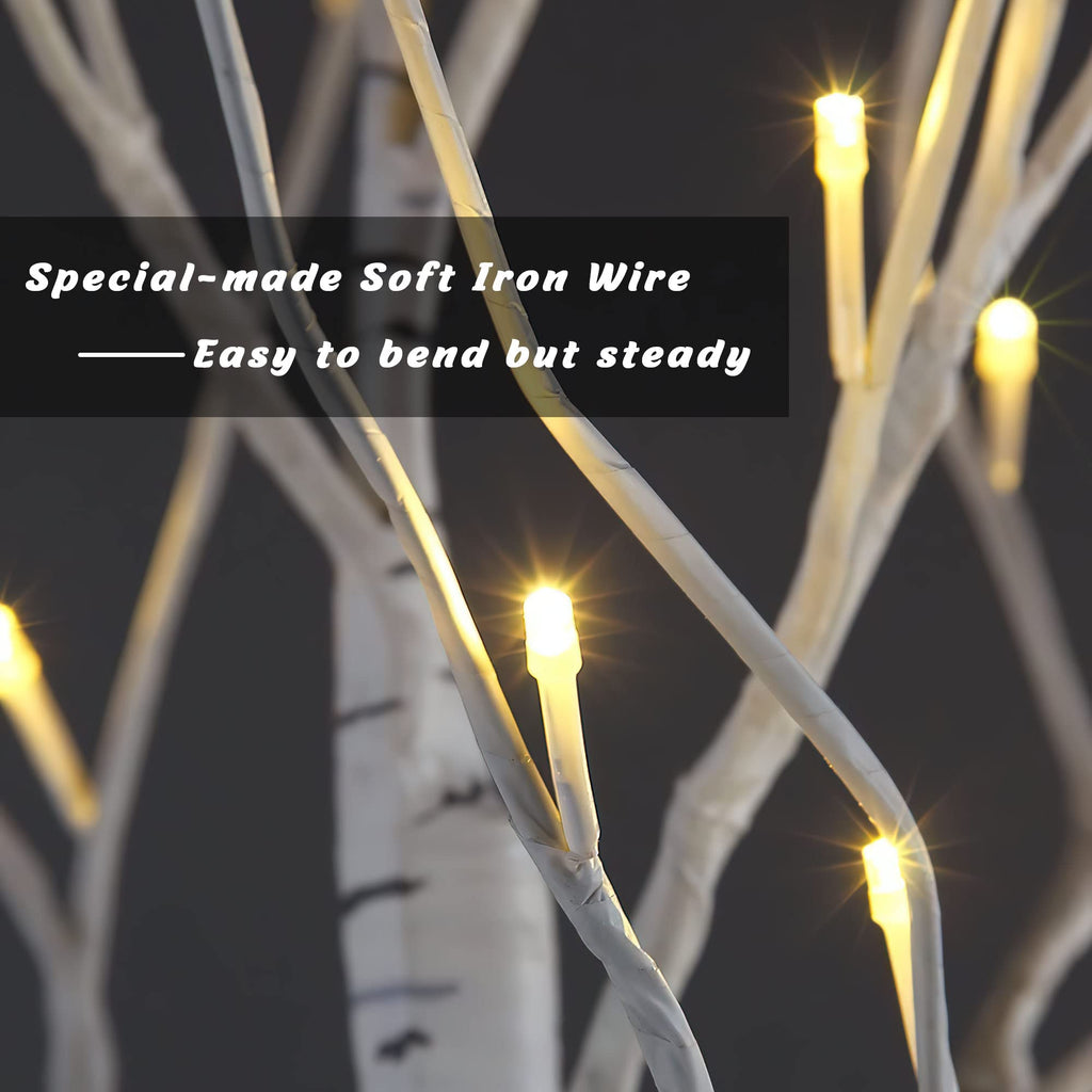 2 Pack 8FT 132 LED Lighted Artificial Birch Tree Warm White X6363