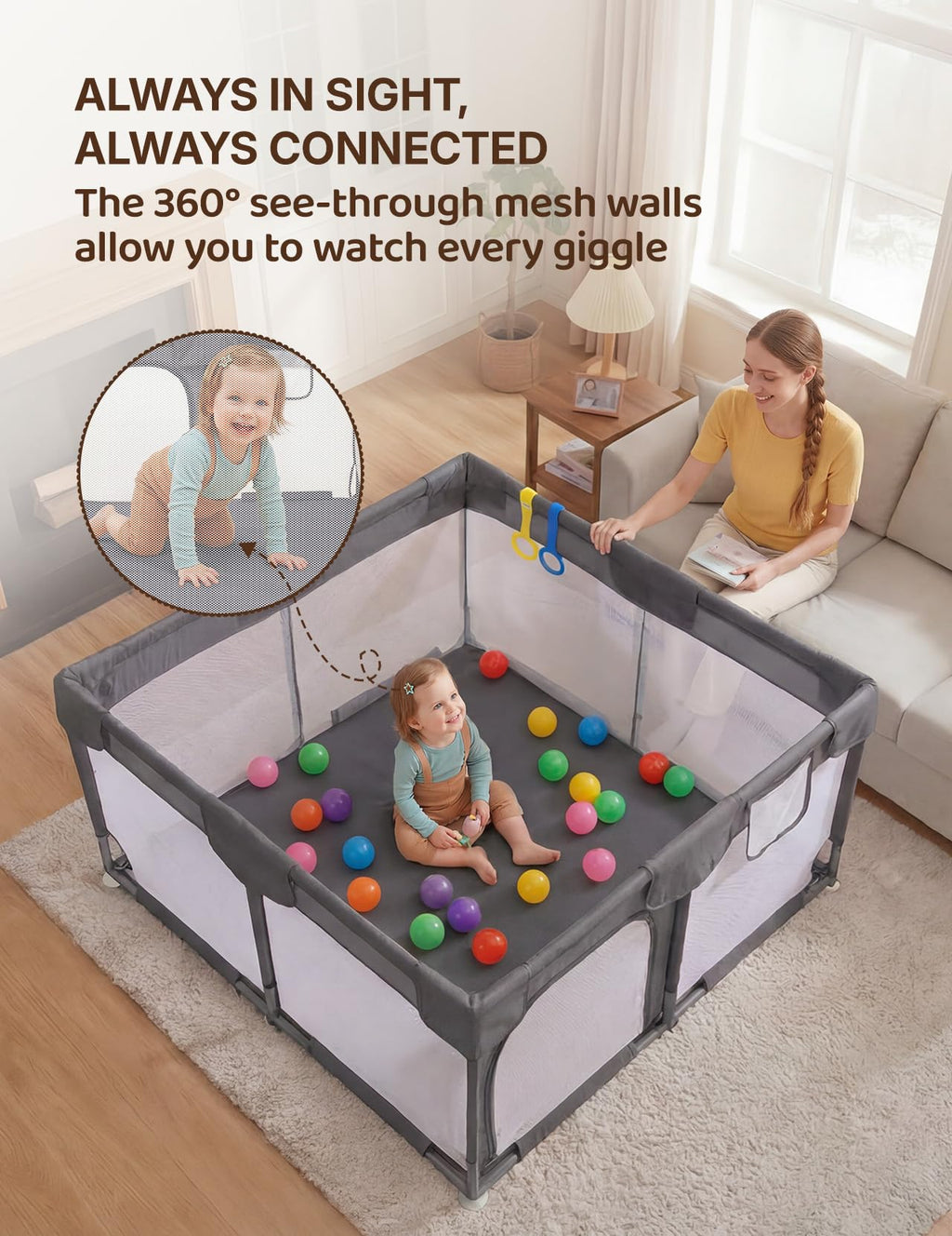 Dark Gray Baby Playpen E500
