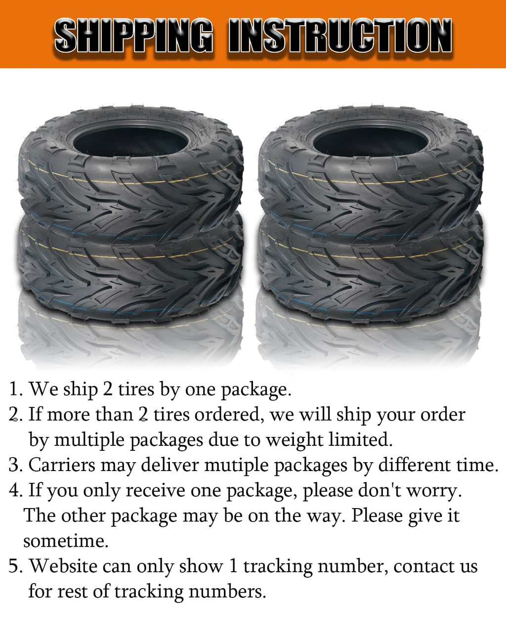 Set of 2 19x7-8 Tubeless ATV Tires V216