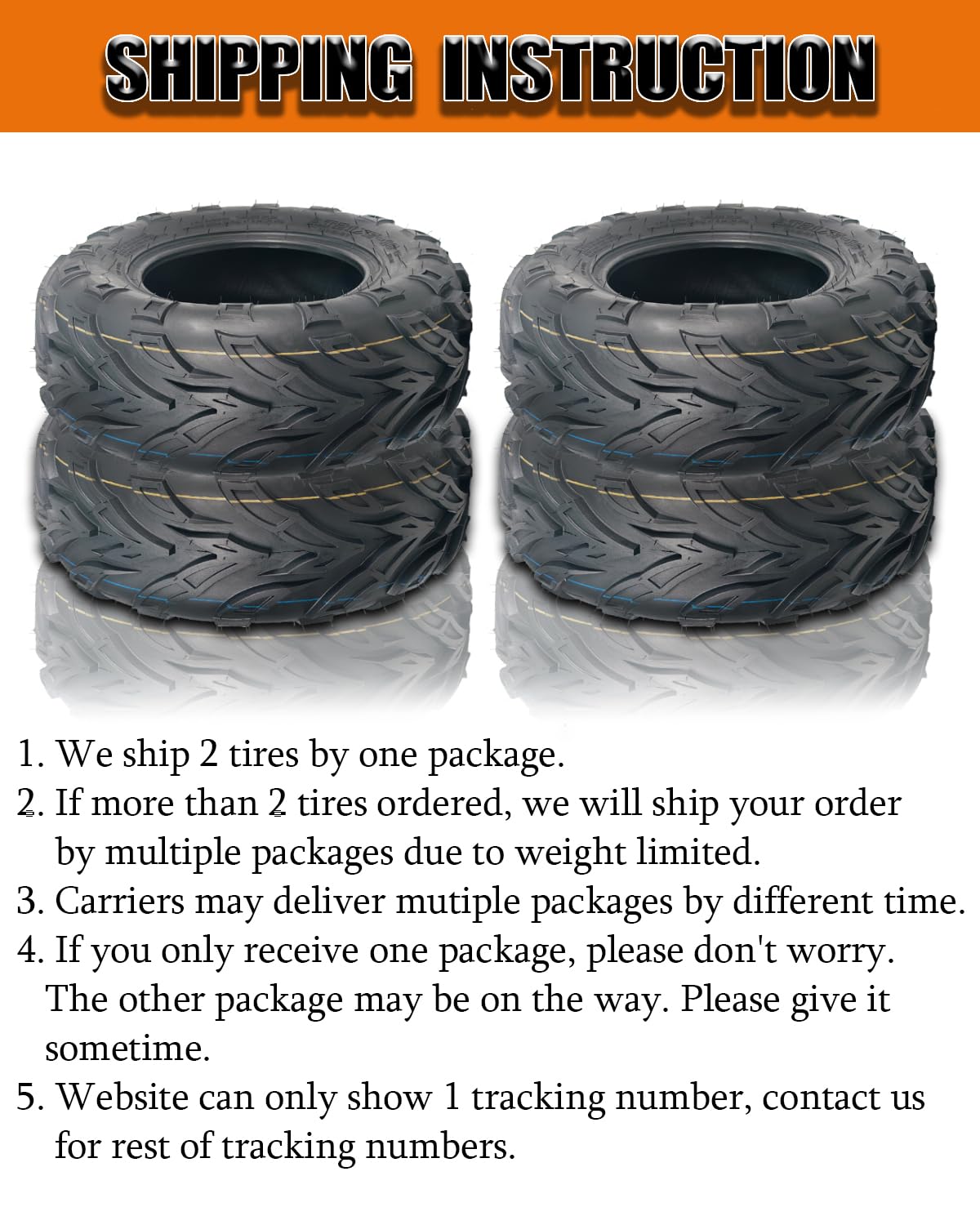 Set of 2 19x7-8 Tubeless ATV Tires V216