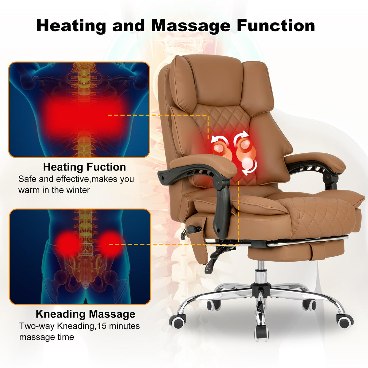 Heated Reclining Office Chair with Footrest B152
