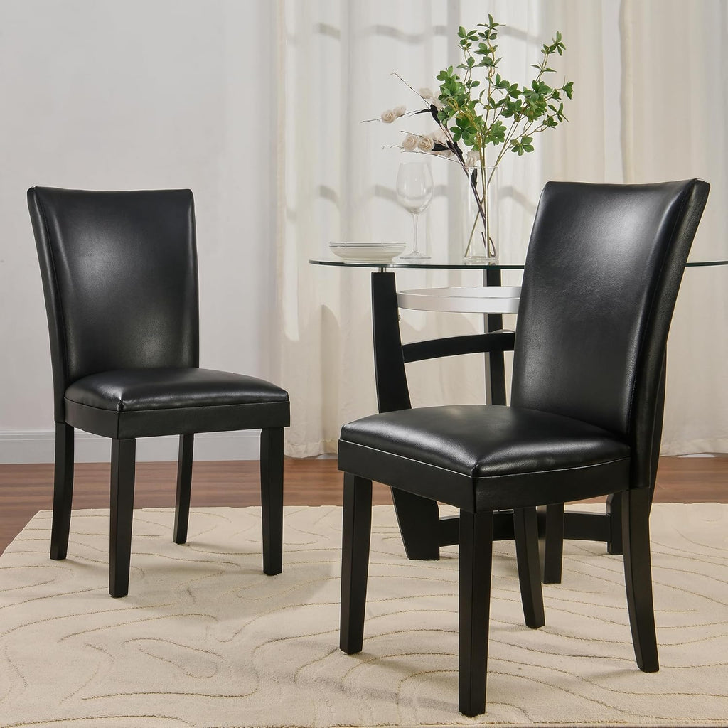 Set of 8 Black Faux Leather Upholstered Dining Chairs I680345