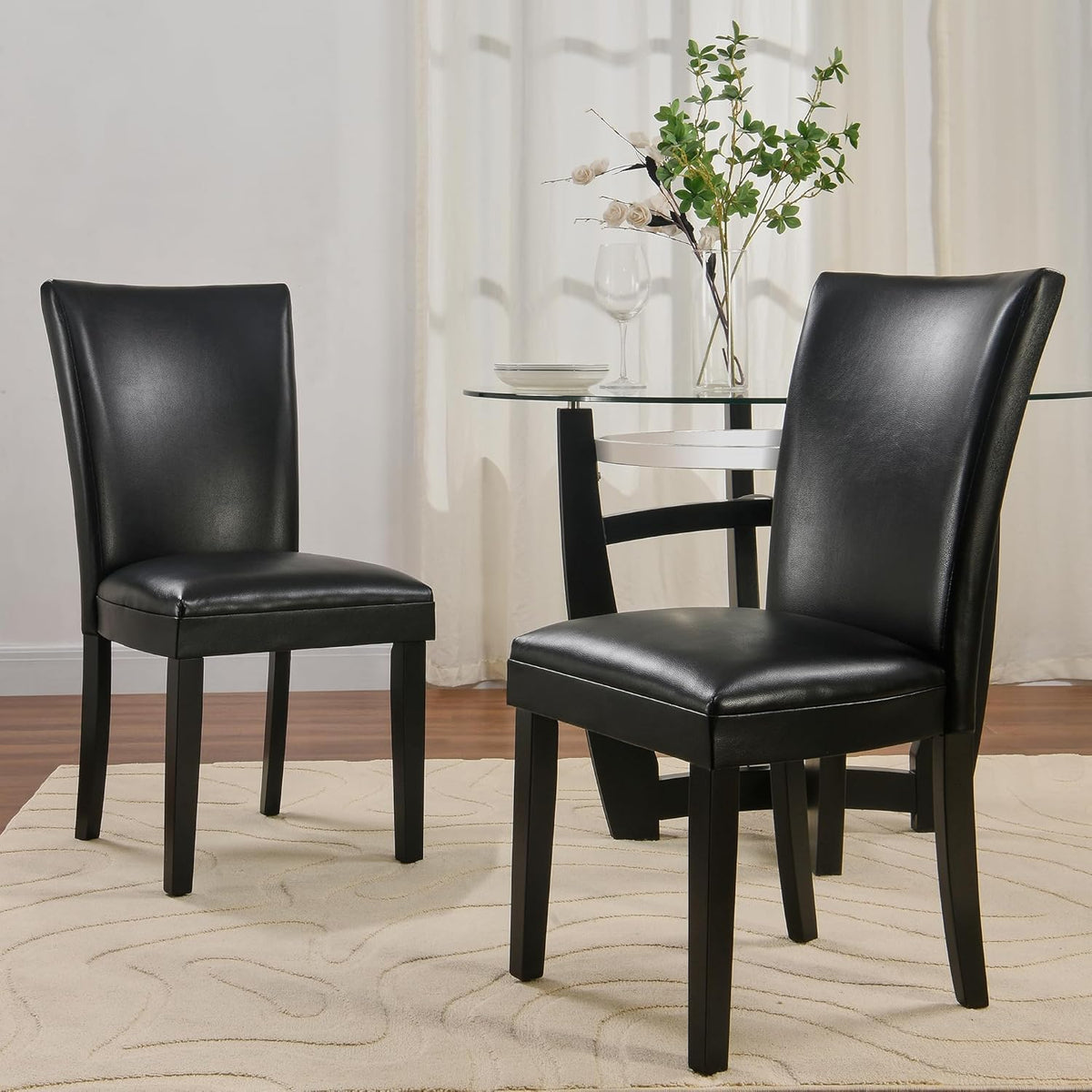 Set of 8 Black Faux Leather Upholstered Dining Chairs I680345