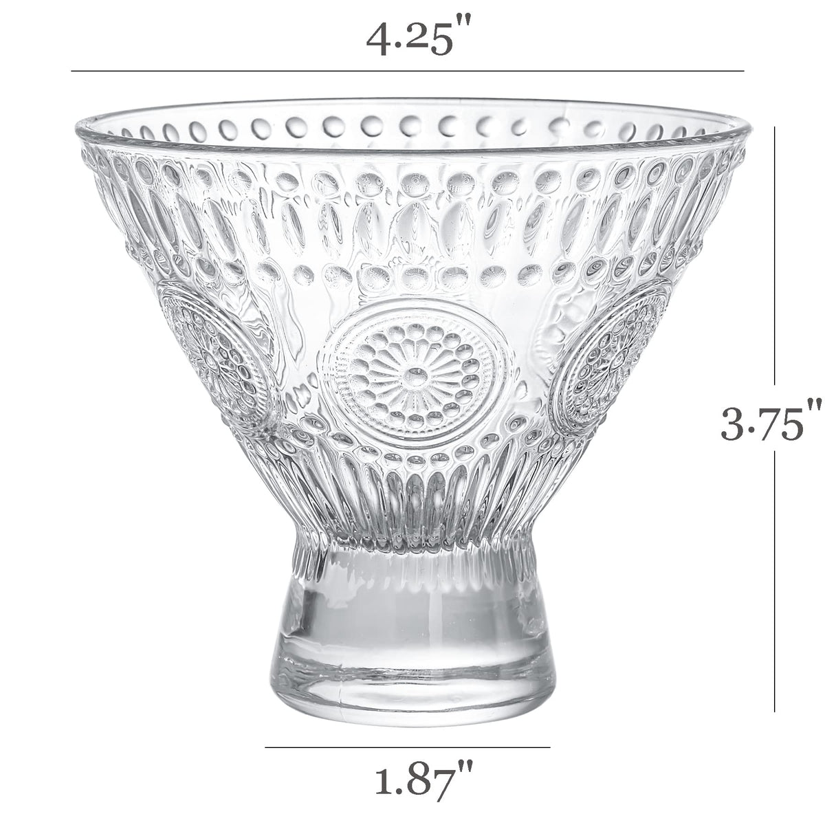 6 Pack 8 oz Stemless Martini Glasses B759
