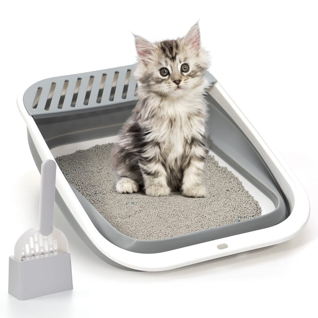 Foldable Height-Adjustable Cat Litter Box with Scoop T994