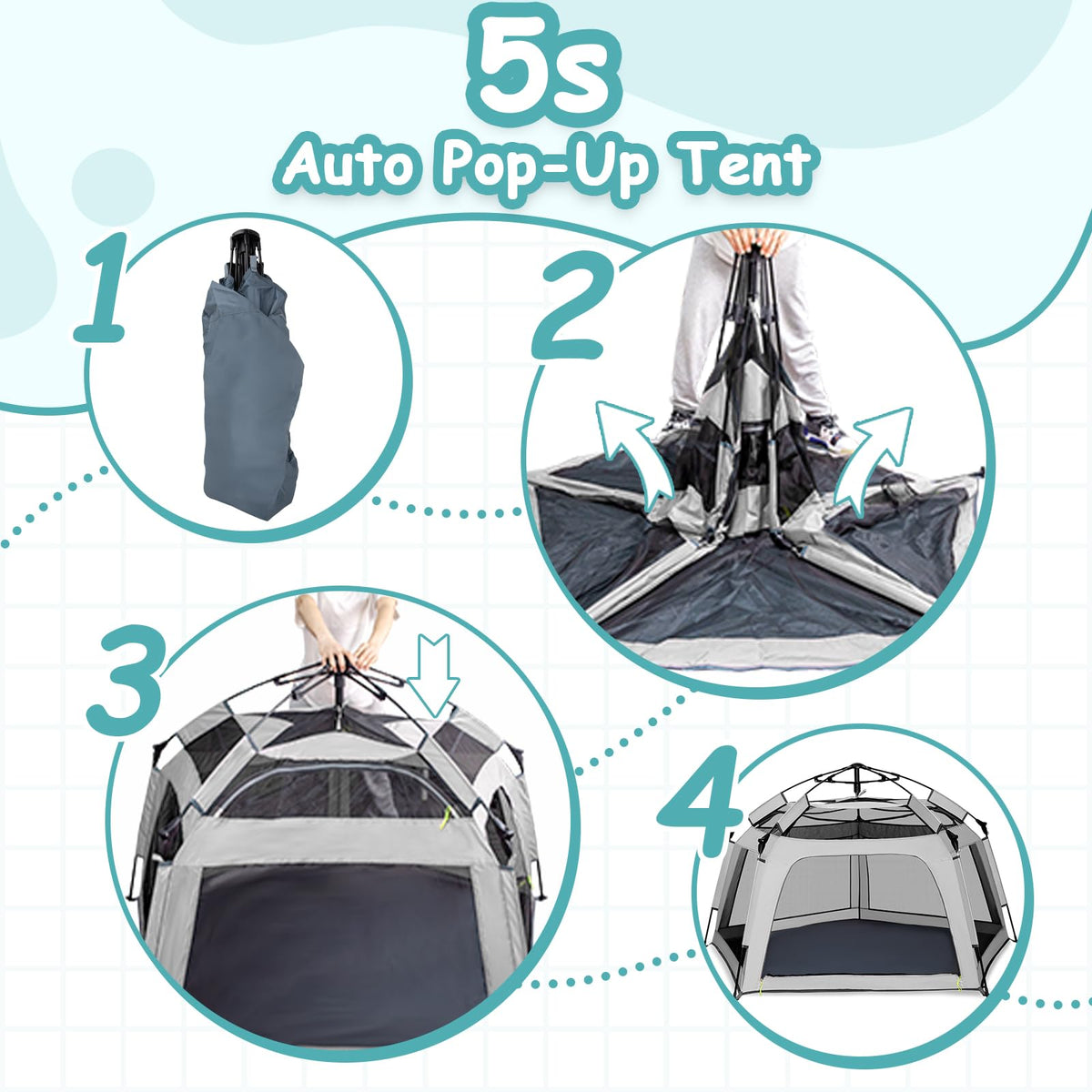 Pop-up Play Tent with Canopy Travel Bag A96627
