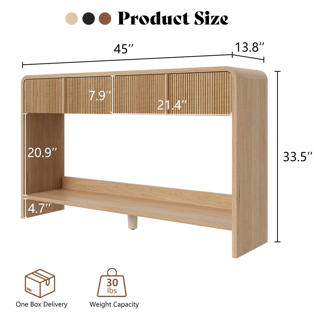 45" Fluted Console Table with 2 Drawers and Open Shelf U951042