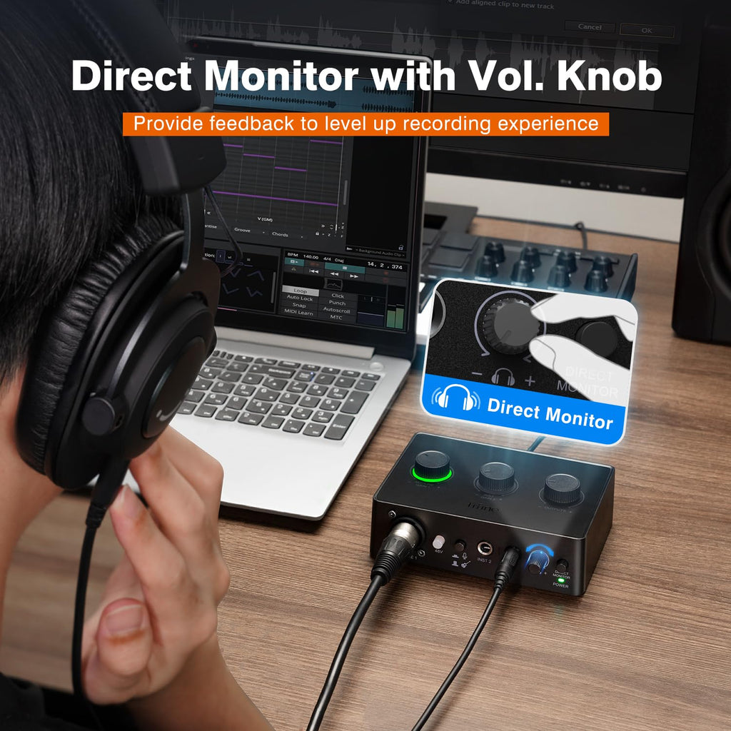 PC Audio Mixer with XLR, Monitor, 48V Phantom Power U6778
