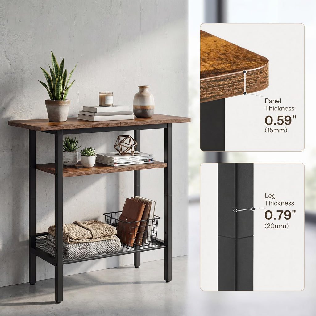 Narrow 3-Tier Side Table with Shelf I586