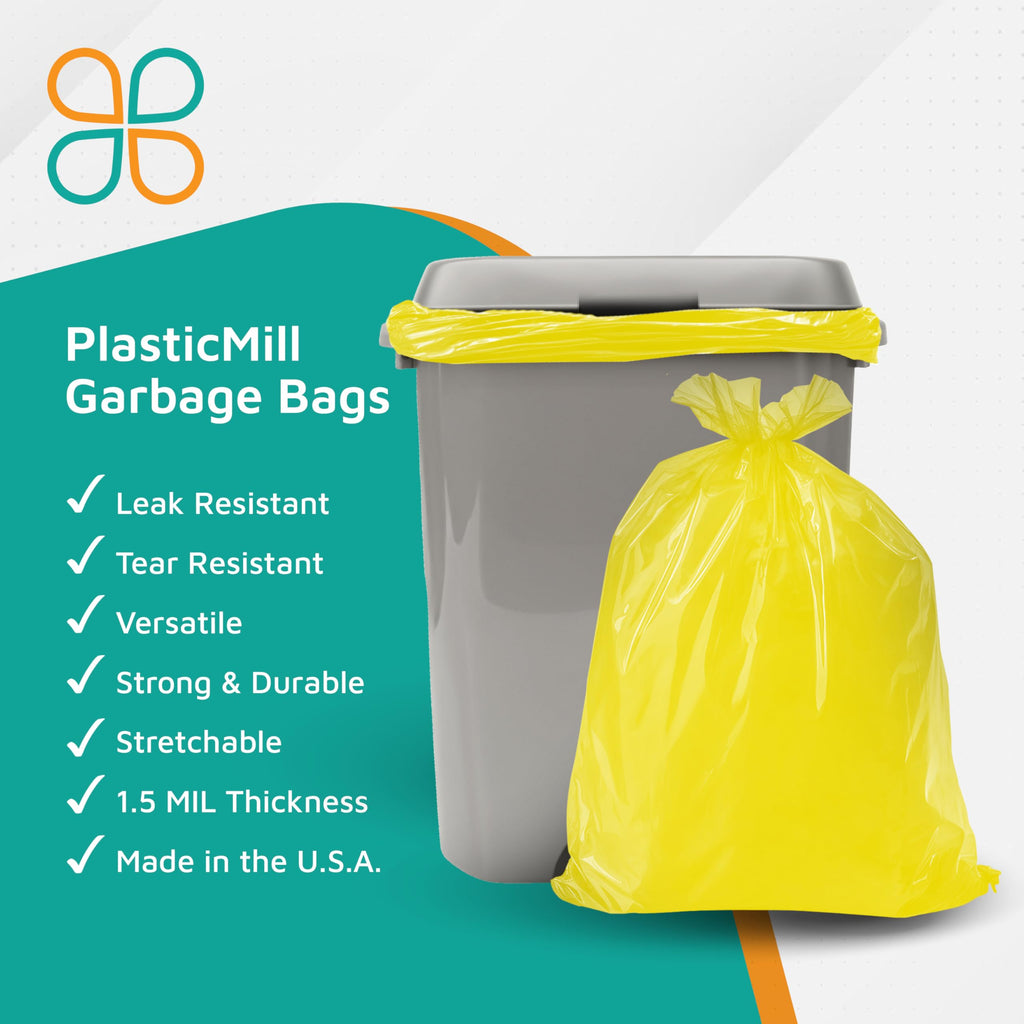 Yellow 40-45 Gallon Heavy Duty Trash Bags, 1.5 Mil, 100-Count K395779