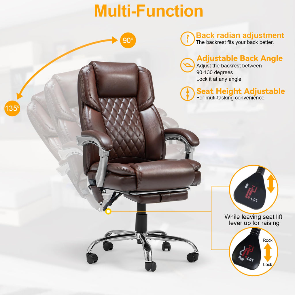 Brown Heated Massage Office Chair with Footrest C4532