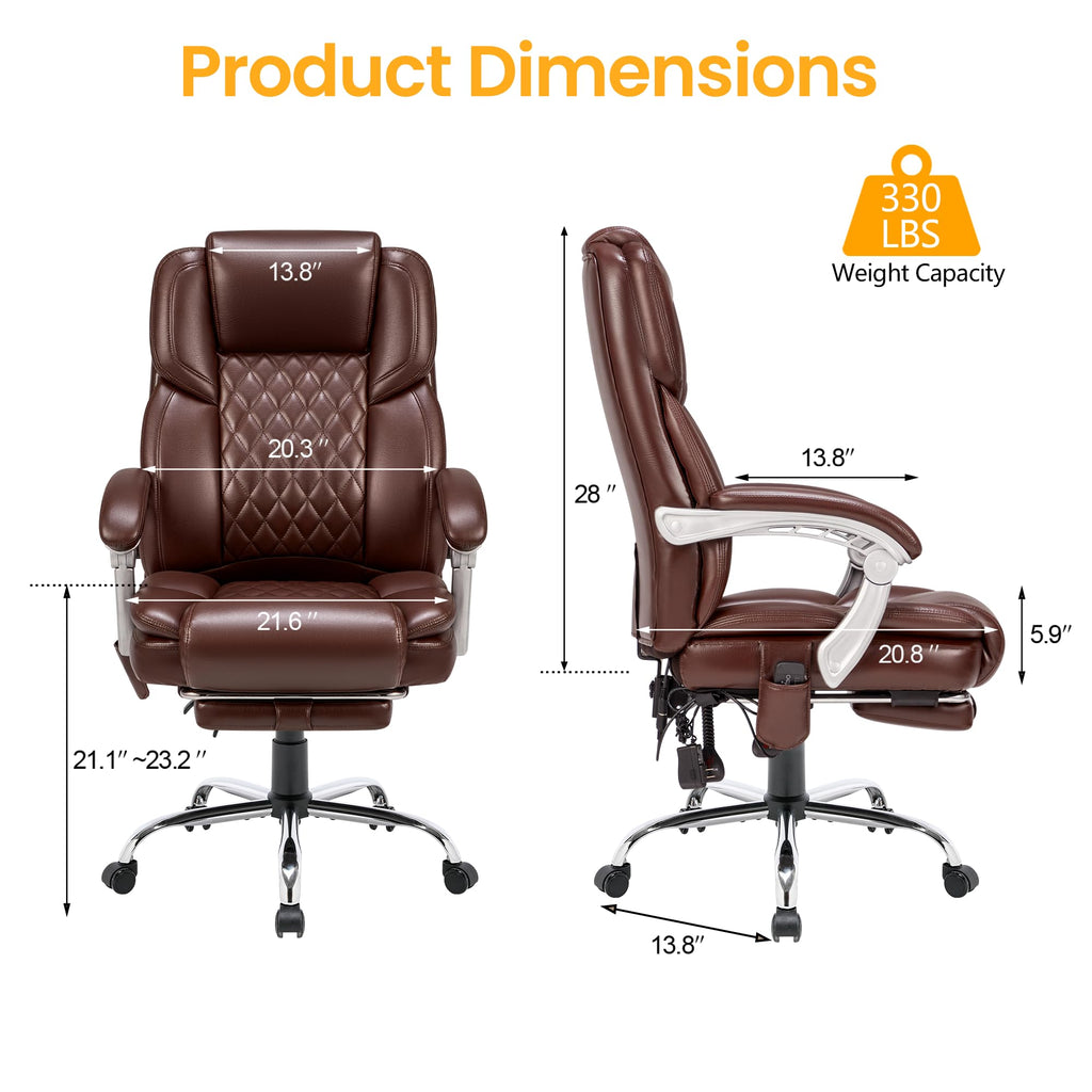 Brown Heated Massage Office Chair with Footrest C4532