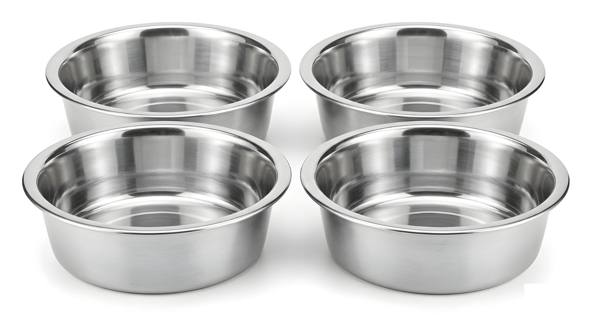 4 Pack Stainless Steel Cat & Dog Bowls, 8 oz Each P697