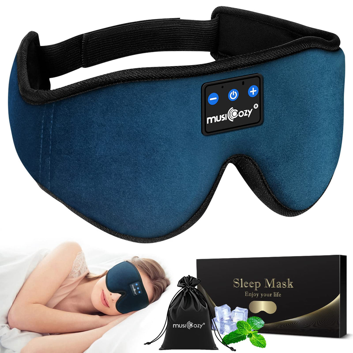 3D Bluetooth Wireless Headband Sleep Mask, Pack of 2 G571879