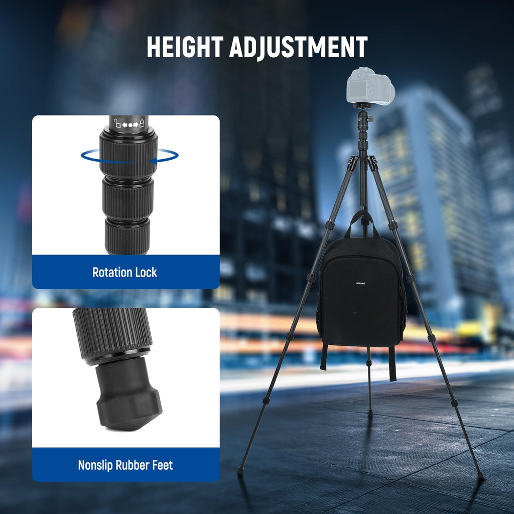 Carbon Fiber Camera Tripod Monopod 65" Lightweight Compact Travel DSLR Video Stand 360° Ball Head 13.2 lbs B255562