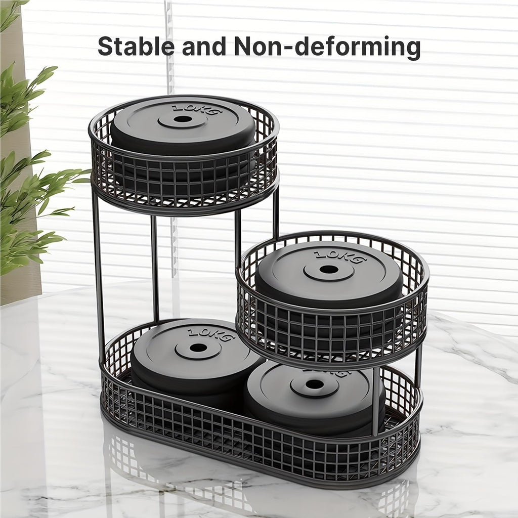 3-Tier Black Metal Fruit Basket with Cover F791078