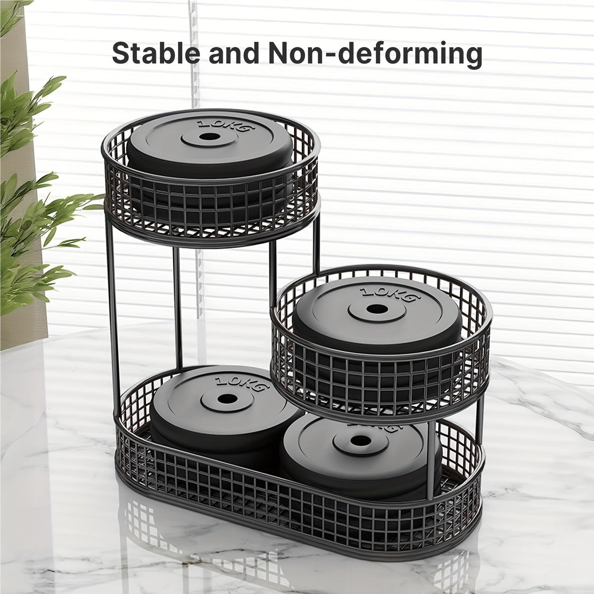 3-Tier Black Metal Fruit Basket with Cover F791078