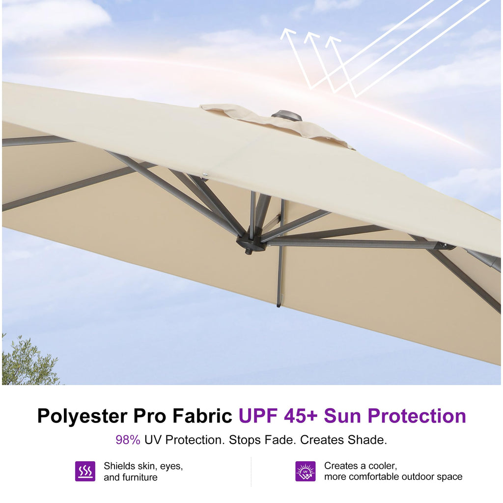 Beige 360° Rotation Patio Umbrella with Base W461195