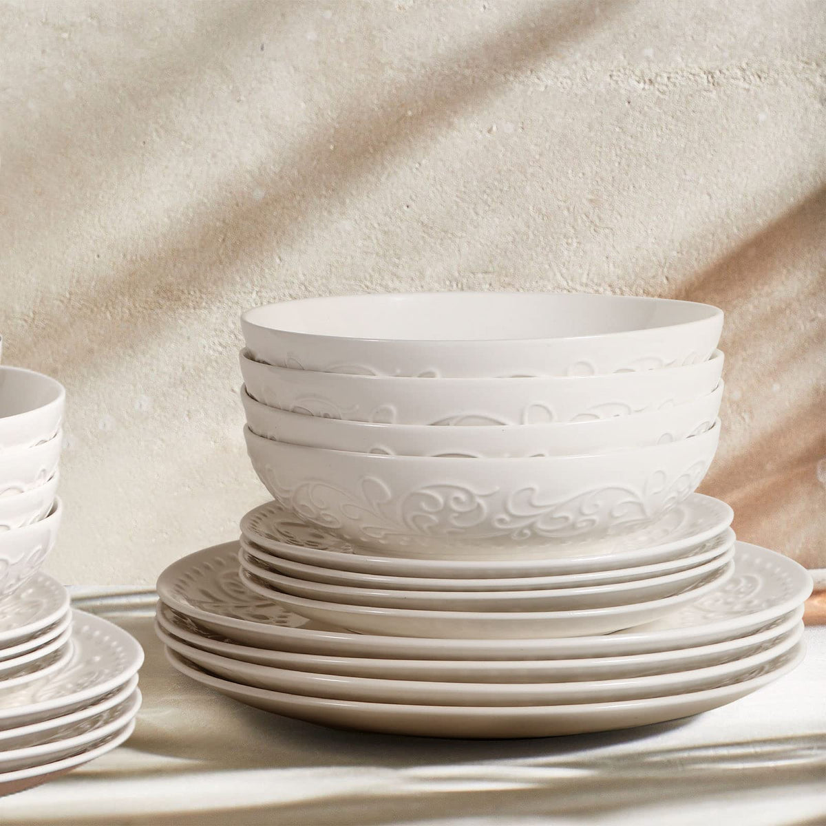 White Ceramic 32oz Pasta Bowls Set of 4 V2214