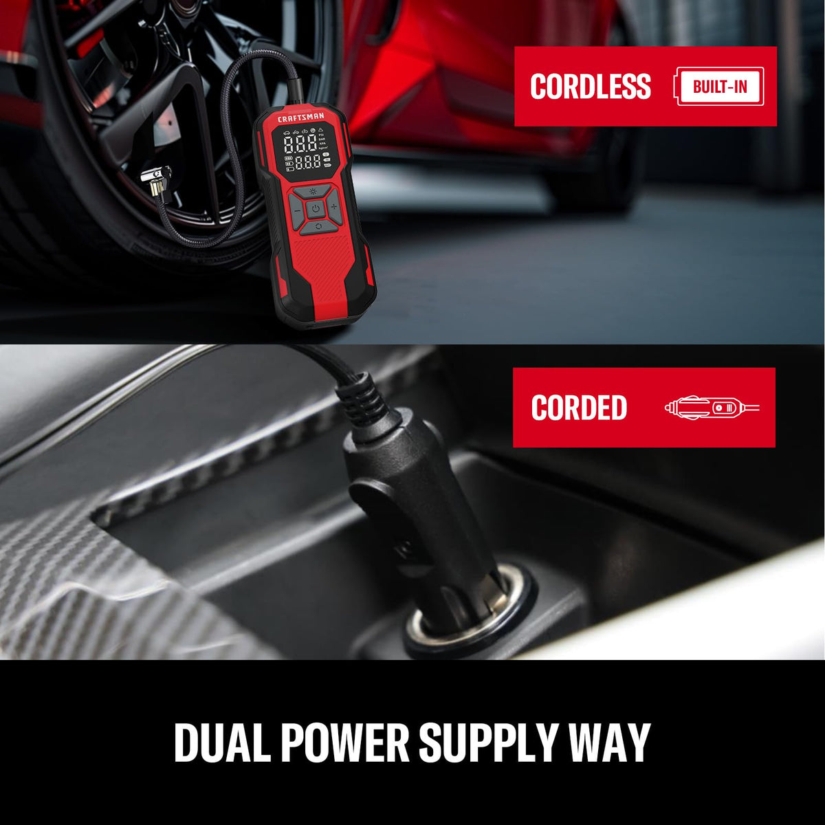 Cordless Portable Air Compressor with Digital Tire Pressure Gauge F8639