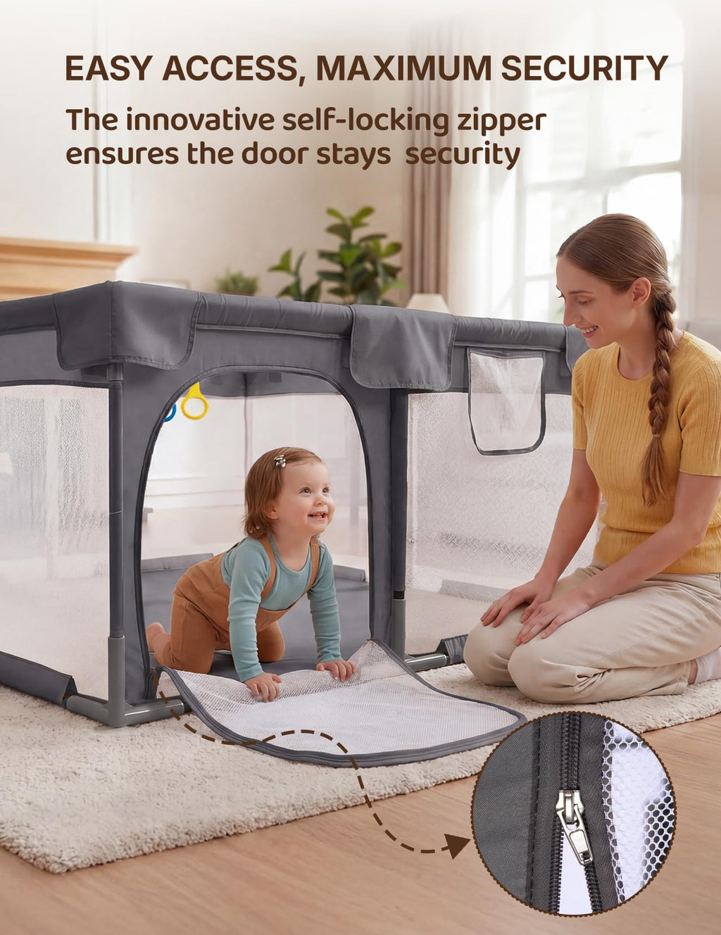 Dark Gray Baby Playpen E500