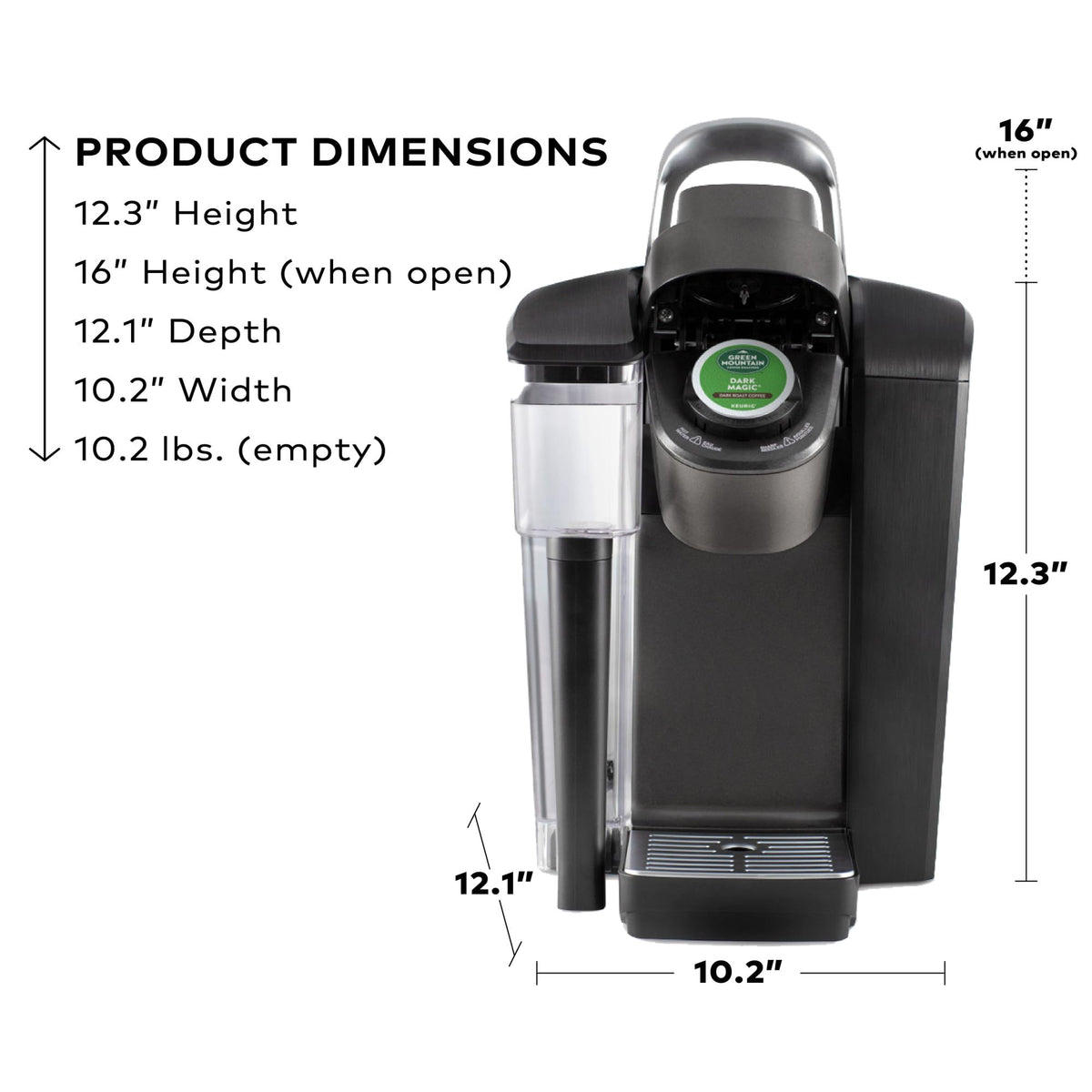 Single Serve Coffee Maker, 96 oz Water Reservoir, Black U7370