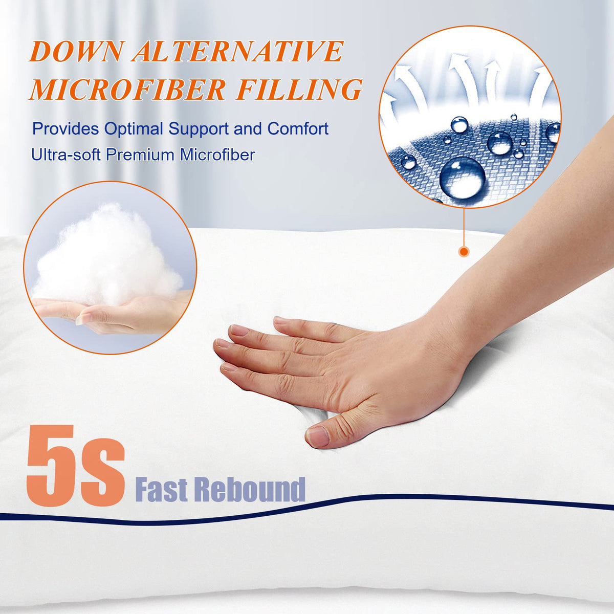 King Size Set of 2 Cooling Bed Pillows F158