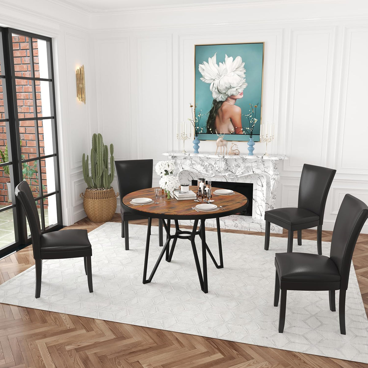 Set of 8 Black Faux Leather Upholstered Dining Chairs I680345