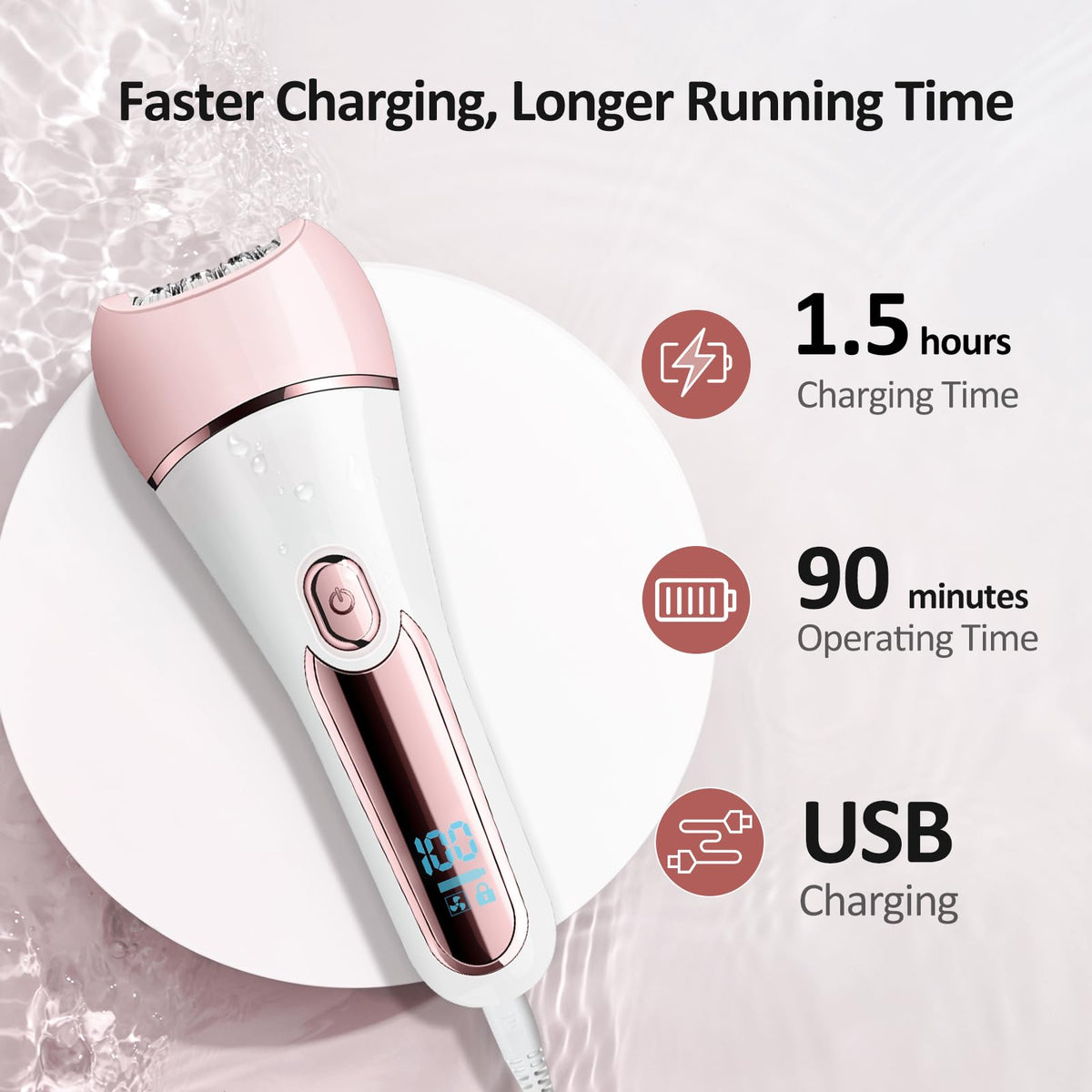 6 in 1 IPX7 Waterproof Rechargeable Epilator J747412