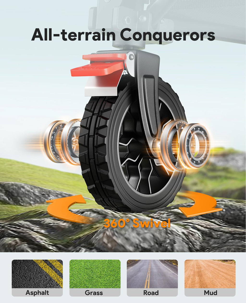 180L Foldable Wagon Cart with Wheels and Brakes C486455