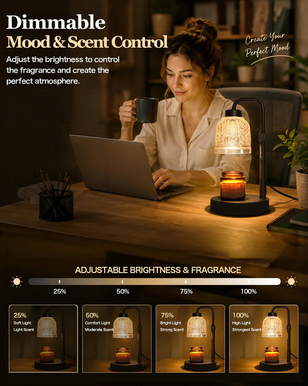 Candle Warmer Lamp with Timer, Gold I511182