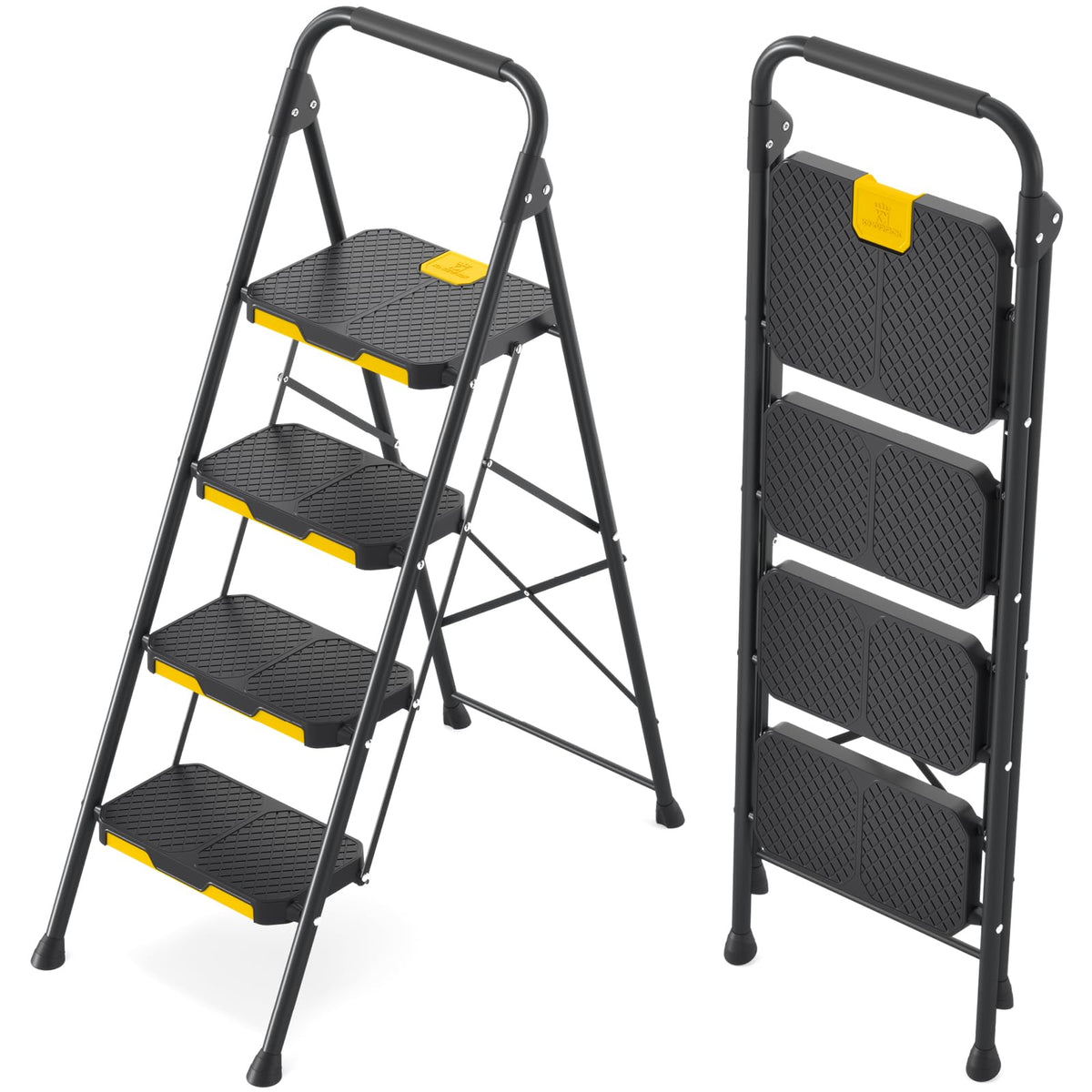 4 Step Steel Step Stool with Safe-Lock, Black G1294