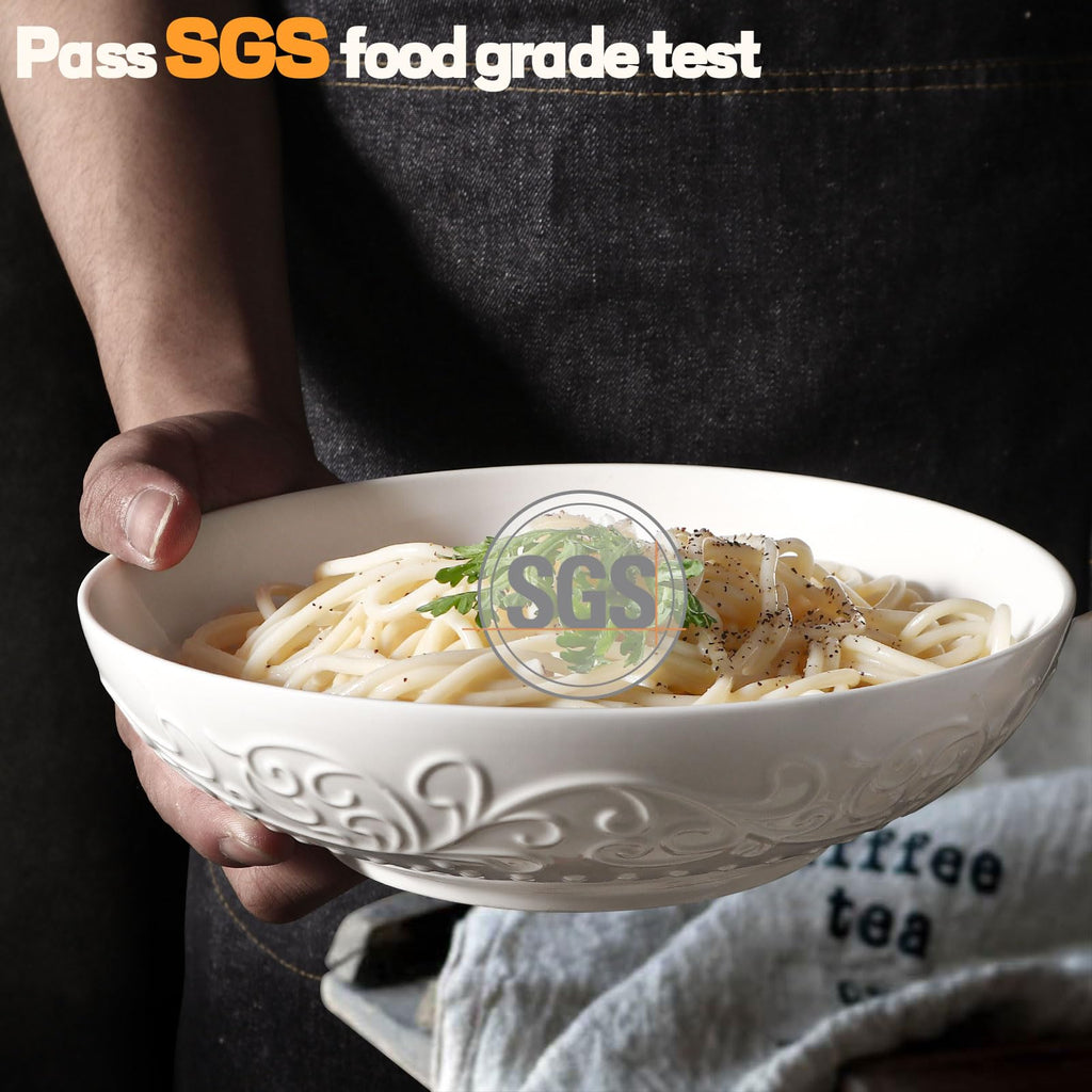White Ceramic 32oz Pasta Bowls Set of 4 V2214
