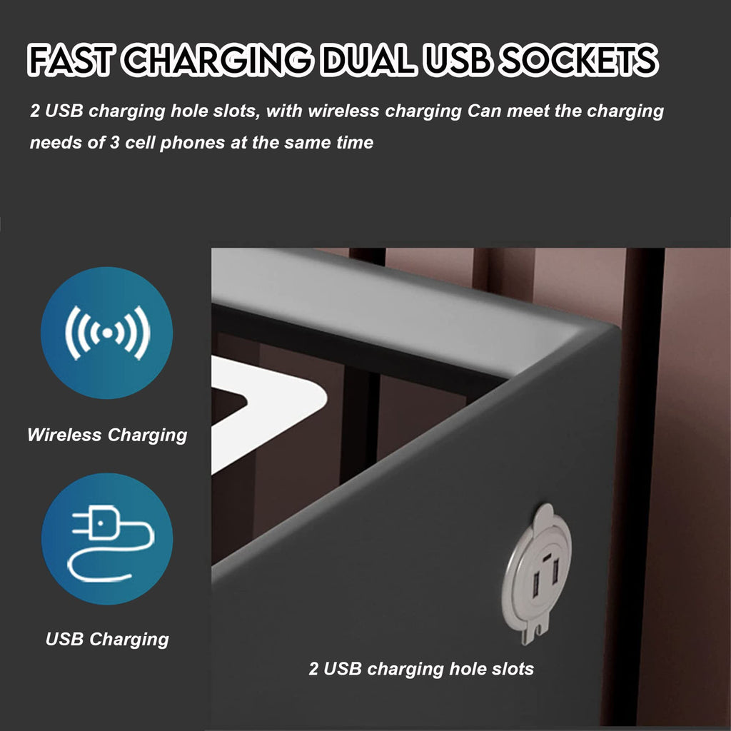 3-Color LED Nightstand with Wireless Charging Station and USB B45052