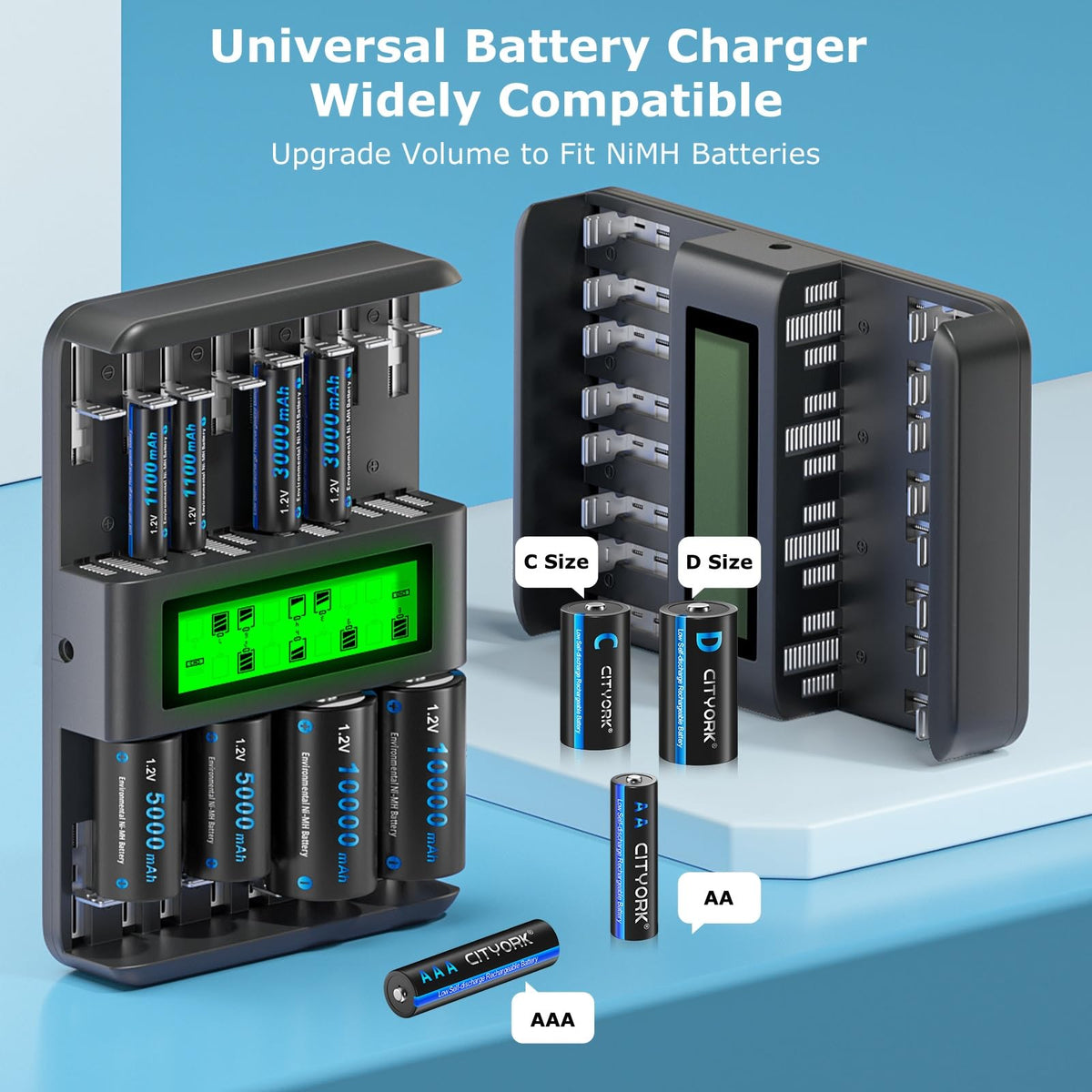 16 Pack Rechargeable AA Batteries with Charger H325213