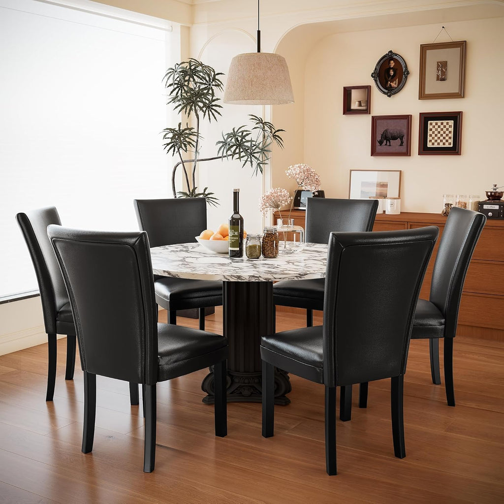 Set of 8 Black Faux Leather Upholstered Dining Chairs I680345