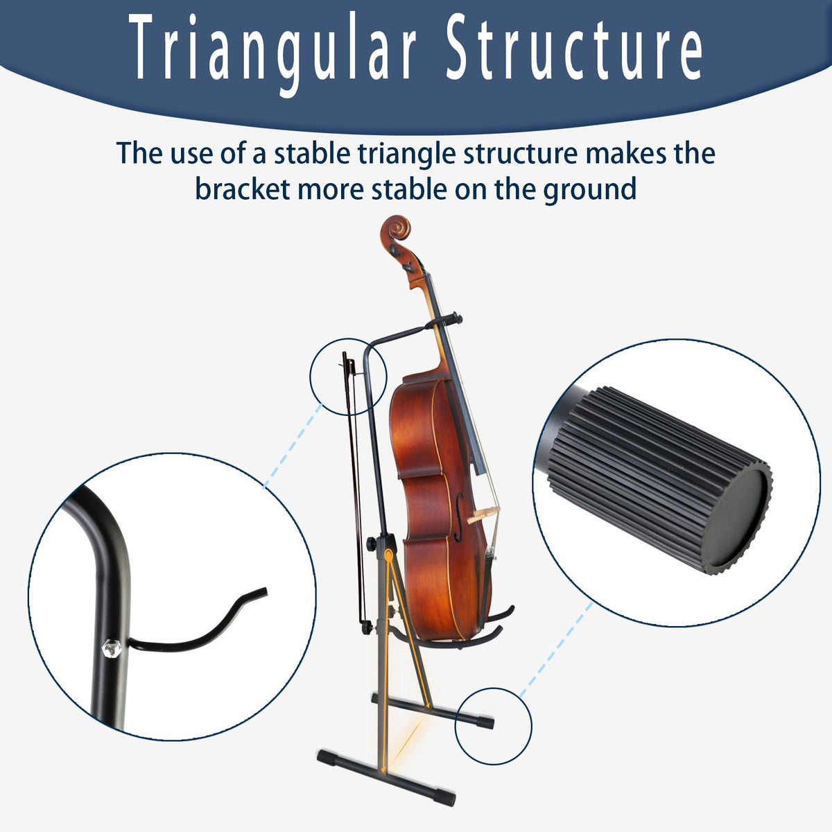 Double Bass Stand, Sturdy and Portable Upright Bass, Black W989893