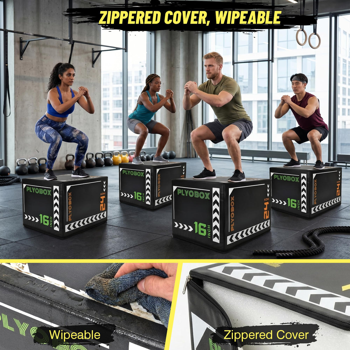 3-in-1 Plyometric Jump Box with 16/20/24" Heights J721