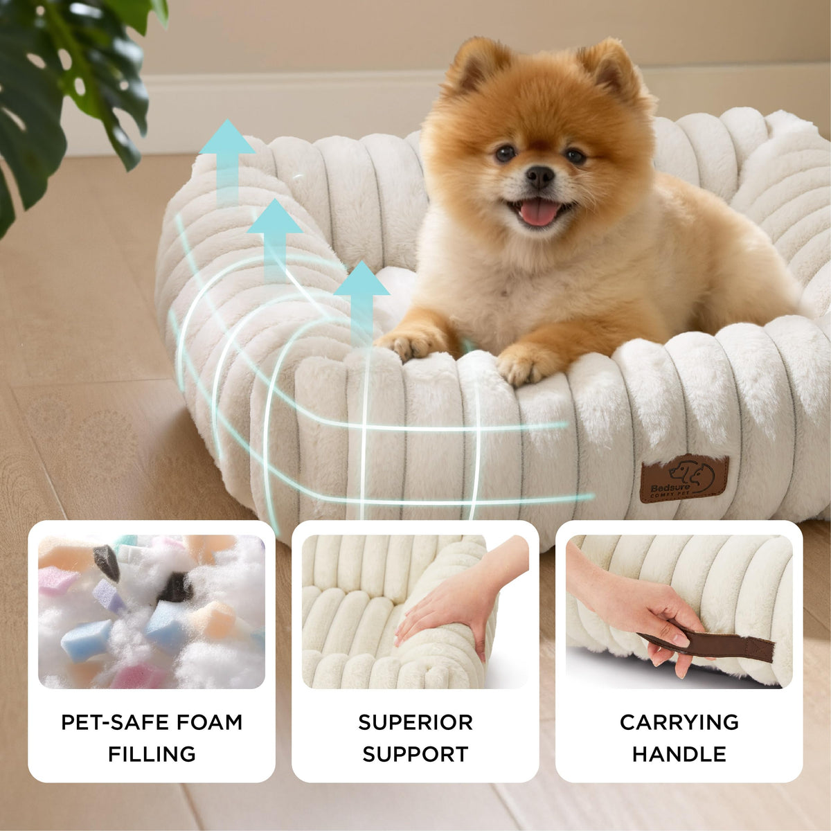 Cream Washable Dog Bed E83386